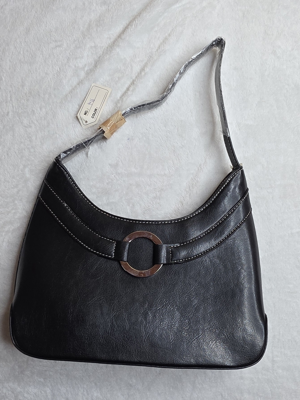 Classic Black Shoulder Bag Vegan Leather Ampere Creations